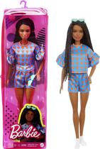 Barbie Fashionistas Doll 172 , Heart Print Matching Top &amp Shorts &amp Twisted Hairstyle Toy for Kids 3 a 8 Year Old