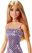 Barbie glitter sortimento loira vestido rosa hjr93