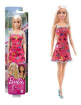 Barbie Loira Fashion Vestido Rosa Borboletas - Mattel