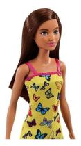 Barbie Morena Vestido Borboleta AMARELO - Mattel
