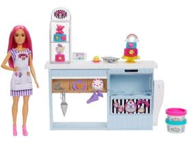 Barbie Padaria Confeitaria Bolinhos Cabelo Rosa Mattel Hgb73