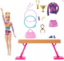 Barbie Profissões Conjunto Ginasta Acessórios Loira - Mattel HRG52