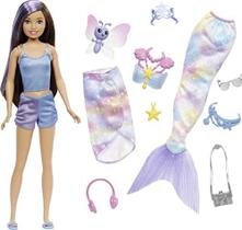 Barbie Sereia Power Skipper Boneca com 10 peças incluindo roupas, cauda sereia, pet & acessórios, brinquedo para crianças de 3 anos e up