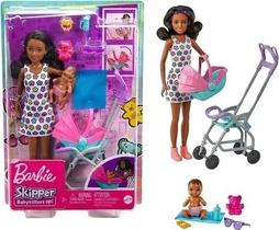 Boneca Barbie Skipper Morena Baby Sitters Aniversario