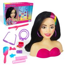 Barbie Styling Head Pink Com Penteados Variados Escova Elásticos E Presilhas Coloridas