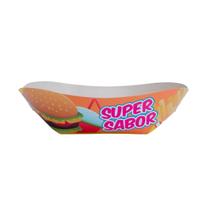 Barca Bandeja Papelão Multiuso P 17x12x5cm 50un Embalagem Porção Lanche Combo Food Truck Delivery