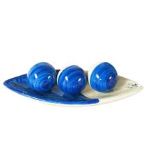 Barca Centro de Mesa 3 Esferas em Cerâmica Decor - Azul