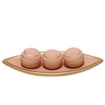 Barca Centro de Mesa Grande 3 Esferas em Cerâmica Fosca - Bege Gold