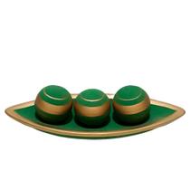 Barca Centro de Mesa Grande 3 Esferas em Cerâmica Fosca - Green Gold