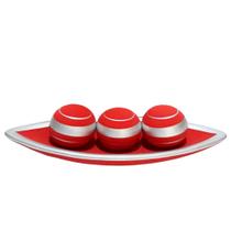 Barca Centro de Mesa Grande 3 Esferas em Cerâmica Fosca - Red Silver