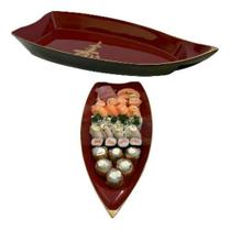 Barco / Barca Grande Comida Japonesa Sushi Sashimi Vermelho - Nihon Shikko