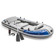 Barco Bote Inflável Excursion 5 - Intex Remos e Bomba Barco Bote Inflável Excursion 5 - Intex Remos e Bomba