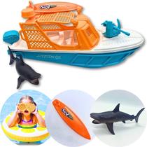 Barco Brinquedo Shark Wave Para Piscina Tubarão e Prancha