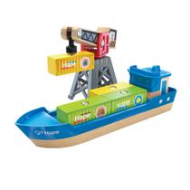 Barco de brinquedo e guindaste Playset Hape Cargo Ship & Crane 3Y+
