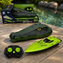 Barco de Controle Remoto Crocodilo Jacaré Cabeça Flutuante Piscina Lago Pegadinha Brinquedo