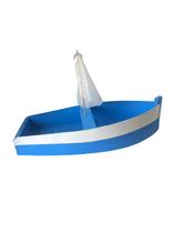 Barco de madeira com bandeirinha Oferenda Iemanjá 30cm