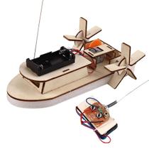 Barco Elétrico de Madeira para Crianças - Kit DIY de Montagem 3D - Brinquedo Educativo