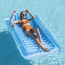 Barco flutuante de piscina inflável SLLAK para adultos com travesseiro azul