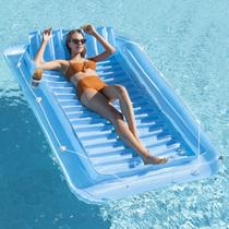 Barco flutuante de piscina inflável SLLAK para adultos com travesseiro rosa