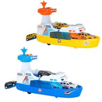 Barco Guarda Costeira Á Fricção Com Som e Luz 3 Carrinhos - DM TOYS Barco Guarda Costeira Á Fricção Com Som e Luz 3 Carrinhos - DM TOYS