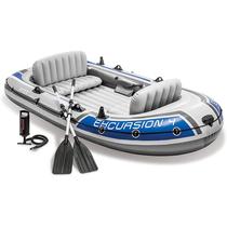 Barco inflável Intex Excursion 4 com remos e bomba para 4 pessoas Barco inflável Intex Excursion 4 com remos e bomba para 4 pessoas