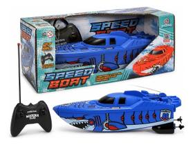 Barco Lancha Agua Speed Boat 26 Cm Controle Remoto 2 Motores Bateria Recarregavel - Polibrinq