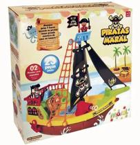 Barco Pirata Com Rodinhas e Boneco - 23 Peças - Maral Barco Pirata Com Rodinhas e Boneco - 23 Peças - Maral
