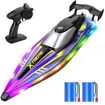 Barco RC DEERC 44 cm com Bomba a Jato à Prova d'Água e 9 Luzes LED Barco RC DEERC 44 cm com Bomba a Jato à Prova d'Água e 9 Luzes LED