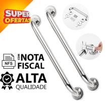 Barra Alça Corrimão Apoio Segurança Banheiro 60cm 2 Pcs Inox Premium + Nfe