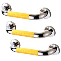 Barra Alca De Apoio 40cm Kit 3 Uni Suporte Antiderrapante Banheiro Box Idoso Gestante PCD Acessibilidade Evita Acidente