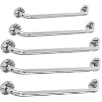 Barra Alça De Apoio Inox Kit 5 Uni Box Banheiro Corredor Segurança Acessibilidade Deficiente Cadeirante