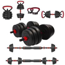 Barra Anilha Halter Kettlebell Kit Musculação Completo - 30kg