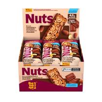 Barra Castanhas e Amendoim com Cobertura de Chocolate Nuts display com 12un de 25g - Banana Brasil Barra Castanhas e Amendoim com Cobertura de Chocolate Nuts display com 12un de 25g - Banana Brasil