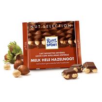 Barra chocolate ao leite ritter sport com avelã 100g