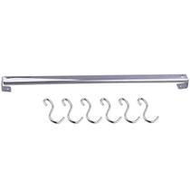 Barra de Aço Inox 40cm com 6 Ganchos para Cozinha Organizador de Parede Haus Domama Barra de Aço Inox 40cm com 6 Ganchos para Cozinha Organizador de Parede Haus Domama