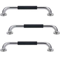 Barra de Apoio 30cm Inox Suporte Antiderrapante Casa Banheiro Box Kit 3 unidades Idoso Cadeirante Gestante Criança Segurança Proteçao Acessibilidade