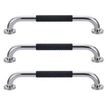 Barra de Apoio 30cm Inox Suporte Antiderrapante Kit 3 unidades Idoso Deficiente Banheiro Box Quarto Parede Acessibilidade Segurança