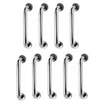 Barra de Apoio 40cm Aço Inox Kit 9 Unidades Idoso Cadeirante Banheiro Box Criança Gestante Acessibilidade Suporte Corrimao Escada Resistente