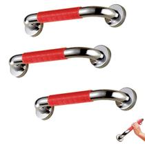 Barra de Apoio 40cm Aço Inox Suporte Antiderrapante Kit 3 uni Banheiro Box Idoso Gestante Criança Acessibilidade