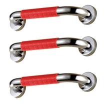 Barra de Apoio 40cm Inox Suporte Antiderrapante Kit 3 uni Evita Acidentes Banheiro Box Idoso Cadeirante Segurança