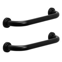 Barra de Apoio Alça 50cm Preto Kit 2 Unidades Inox Cadeirante Acessibilidade Deficiente Idoso Box Banheiro Segurança Parede Corrimao
