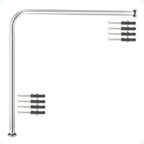 Barra de Apoio Alça Suporte L 65x65 Cm Banheiro Idoso Gestante Corrimão Antiderrapante Prateado Barra de Apoio Alça Suporte L 65x65 Cm Banheiro Idoso Gestante Corrimão Antiderrapante Prateado