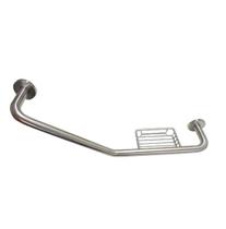 Barra de Apoio Angular Com Saboneteira 400mm em Aço Inox Polido BA8004 IL Barra de Apoio Angular Com Saboneteira 400mm em Aço Inox Polido BA8004 IL