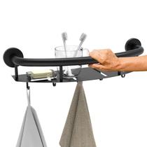 Barra de apoio de chuveiro Munzong 45 cm com prateleira de armazenamento em aço preto