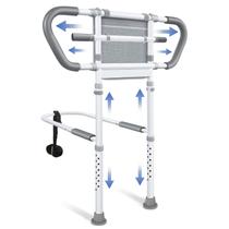 Barra de apoio lateral para cama para segurança de idosos, ajustável, com bolso organizador, alça antiderrapante, capacidade de até 400 lb, cinza (compatível com estruturas de cama com 13,19" ou mais de altura)