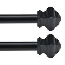 Barra de cortina Thestoa Splicing 30-46 cm preta 5/8 de diâmetro, pacote com 2