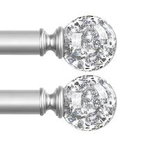 Barra de cortina TVWOO Silver Crystal 45-115 cm, pacote com 2