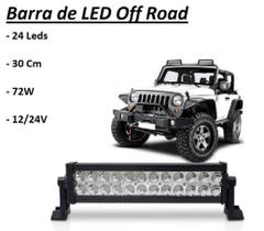 Barra de Led Farol Auxiliar 72w com 24 Leds 12/24V - Off Road Jeep Trilha 550.115 Peça - VX