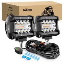 Barra de luz branca âmbar LED Pods Nilight de 4 polegadas e 60 W Spot Flood Barra de luz branca âmbar LED Pods Nilight de 4 polegadas e 60 W Spot Flood