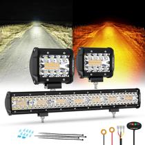 Barra de luz LED + 3 focos LED Auxbeam 6 modos ámbar y blanco Barra de luz LED + 3 focos LED Auxbeam 6 modos ámbar y blanco